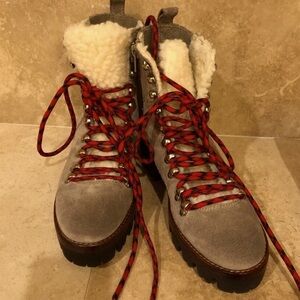 Jeffrey Campbell Culvert Lace-up Hiker Fur Lined Cozy Ankle Combat Boots